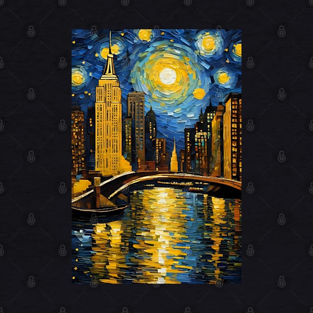 Starry night style New York city by Spaceboyishere